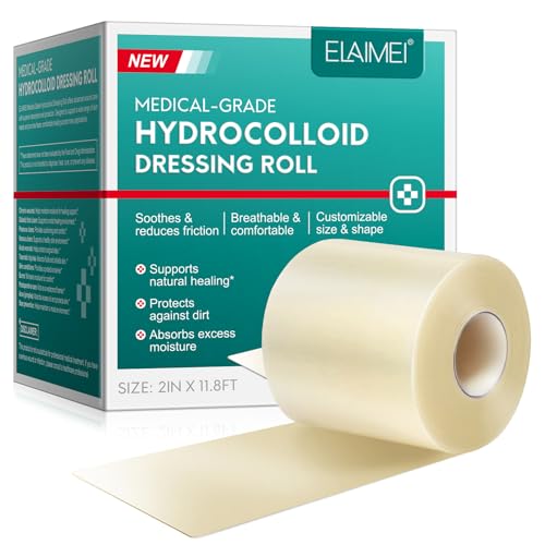 Rouleau de pansement hydrocolloïde 5 cm x 3,6 m, ruban hydrocolloïde pour le soin des plaies, autocollant découpable, imperméable et flexible, très...