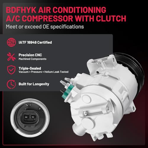 BDFHYK 68317 Air Conditioning A/C Compressor with Clutch Compatible with Chrysler Sebring V6 2.7L 3.5L 2007-2008, Compatible with Dodge Avenger V6 2.7L 3.5L 2008
