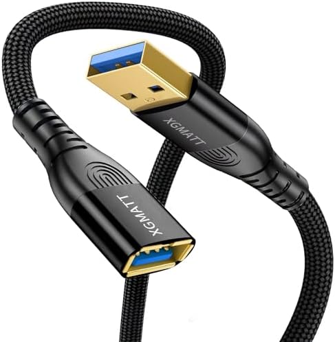 XGMATT USB Verlängerung Kabel 4M 5Gbps USB 3.0 Verlängerungskabel Schwarz | A Stecker auf A Buchse mit eleganten Alluminiumsteckern,Nylon Stoffmantel für Kartenlesegerät,Tastatur,D