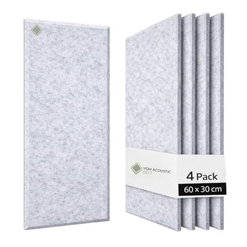 Image of YGM Acoustic Foams Luxury PET Felt Acoustic Self Adhesive Panels, 10 MM Thick, Sound Absorbing Panels for Wall | Room Noise Reducer & Sound Dampening (Marble White, 1x2 Foot - 4 Panels)