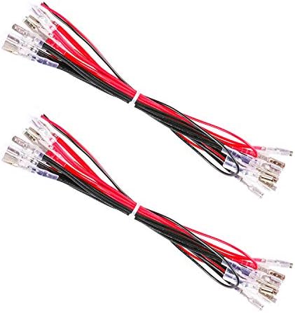 GUWARRY 2 Pcs LED Power Cable Daisy Chain JST XH2.54 2Pin Plug to 0.110 Inch /2.8mm Terminals Jumper Wire Harness Lighted Up 20 LED Arcade Buttons for Arcade USB Encoder, MAME, Arcade1Up, Raspberry Pi