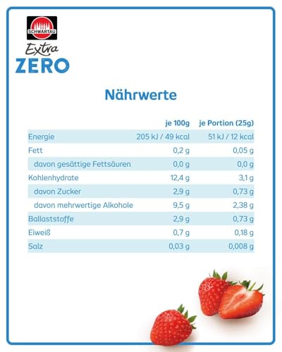 Schwartau Extra Zero Erdbeere | Ohne Zuckerzusatz | 15 kcal pro 25g | 280 g