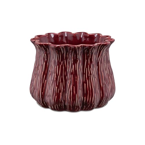 Portavelas de Oro Rojo M Cemento Decoración Salón Moderno 2