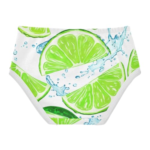 Cotton Toddler Girls Underwear Green Lime Slices Water White Little Girl Panties Artistic Undies Kids Briefs 2t2