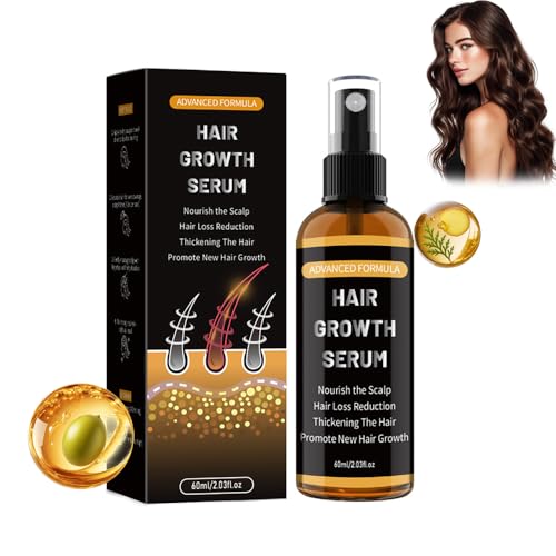 Haarwachstumsserum Spray für Männer/Frauen,Verhindert Haarausfall,Mit Rosmarinöl,Rizinusöl Und Biotin Haaröl Wachstum,Haaröl Wachstum,Bart Wachstum,Sanft,für alle Haartypen,60ml