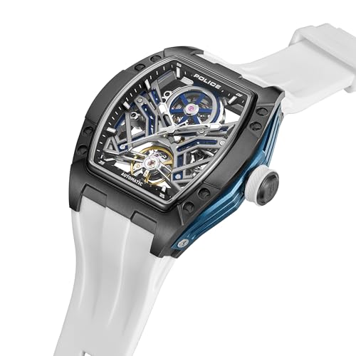 Image of Police Tampa 42mm Men's Automatic Black /Blue Dial with White Silicon