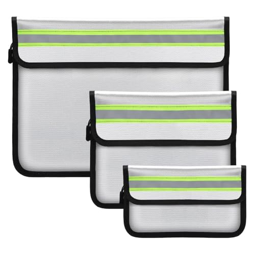 Bolsa para documentos ignífuga impermeable paquete de 3 con bolsillo