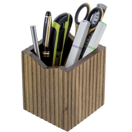 MyGift 3.5 Inch Premium Acacia Solid Wood Pen Holder with