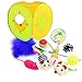 KGCA Coloridos Juguetes Gatos Kit Mascotas Túnel Plegable 4 Agujeros Tubos Juego Bolas Pluma Ratones Forma Mascota Gatito Gato Suministros Interactivos Tienda-10Pcs