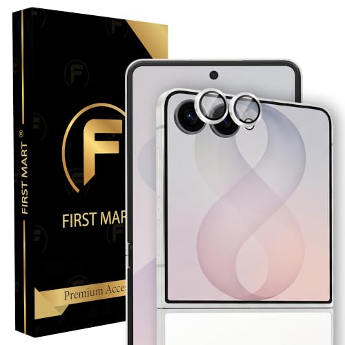 Image of FIRST MART Silver Camera Ring Guard Protector for Samsung Galaxy Z Flip 8 | Tempered Glass with Metal Alloy Rings, HD Clear, Scratch Resistant, Case-Friendly | Pack of 1