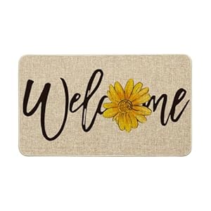 Artoid Mode Sunflower Welcome Spring Doormat Home Summer Decor Low Profile Switch Rug Door Mat Floor Mat for Indoor Outdoor 17×29 Inch