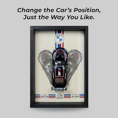 Image of CodersParadise - BMW M8 GTE 3D Car Frame Wall Art | 1:32 Die-Cast Metal Model Car with Wooden Display Frame | Detachable Miniature, Interchangeable Posters, Pull-Back Action, Lights & Opening Doors | Unique Gift for Cars Lovers & Home Decor