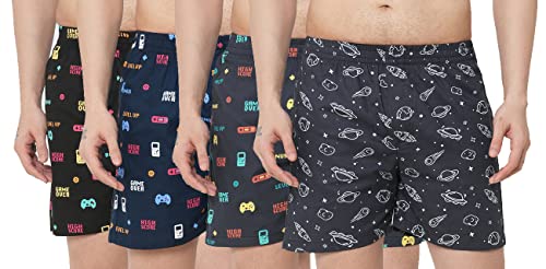 Image of GoSriKi Men's Cotton Printed Boxer Shorts (Pack of 4) (ANL-BXR-PACK-4-GS-008)