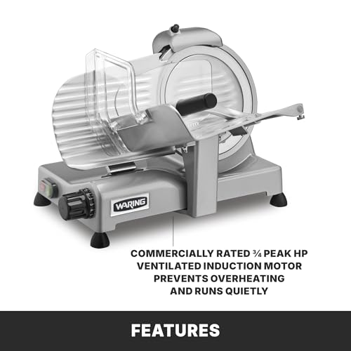 Image of Waring Electric Food Slicer with 8.5 in Blade | 8.5 in Blade, 3 /4 Horsepower Motor, Cast Aluminum Base, for Professional Kitchens & Delis