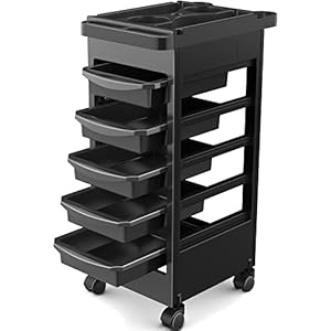 TASALON Budget Hair Styling Salon Trolley Cart with Wheels and 5 Drawers, Salon Rolling Cart for Extra Hairdresser Storage, Tool Free Rolling Salon Cart for Hair Stylist, Hairdresser, Beauty, Tattoo