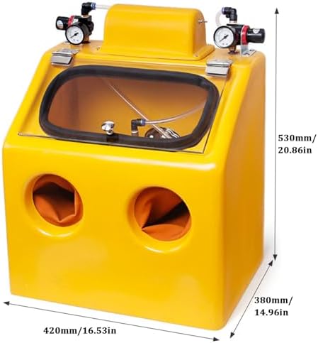 Heavy Duty Sand Blaster Cabinet for Wet and Dry Sandblasting, Adjustable Air Pressure with Two-Hand Operation and Built-in Lighting for Efficient Parts and Accessories Processing