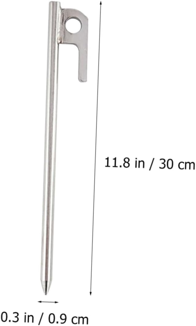 BESTonZON 4pcs 304 Stainless Steel Outdoor Camping Tent Stakes 30cm Non-Rust Ground Pins for Family Tent Fastening and Ice Surface Anchoring