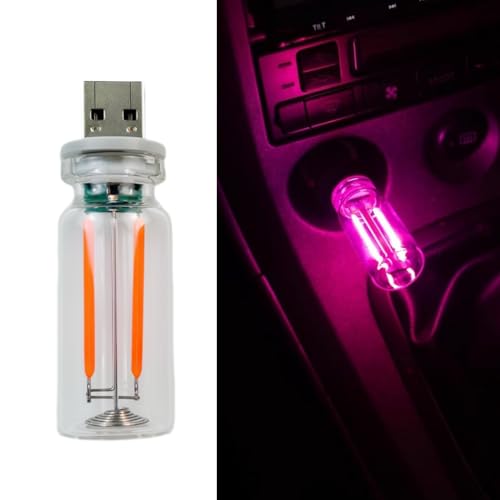Image of poteital Dimmable Pink USB Touch Control Led Lights for Car, Cute Interior Truck Lights, Retro Led Night Light Ambient Lighting, Glass USB Mood Lamp Bedroom, Car Accessories for Men Women