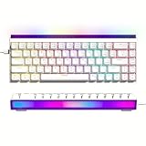 Womier 60% Percent Keyboard with Light Box, Wired Keyboard Gaming Mechanical with MCA Keycaps, OEM Profile, Programable, 64 Keys Hot Swap RGB Cream Key Board for PC Computer Win/MAC (WK68 PRO-White)