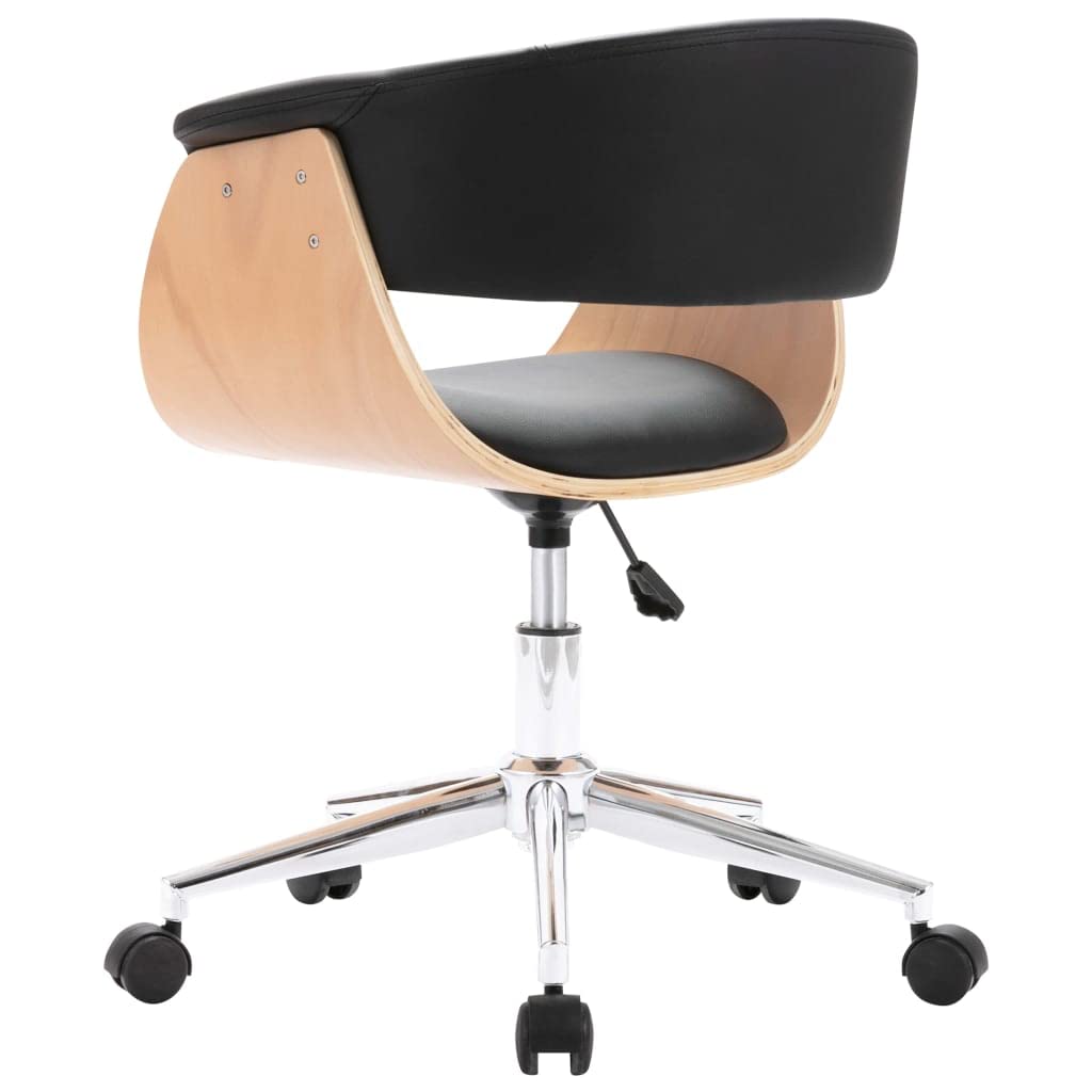 6 sillas de comedor giratorias de piel sintética negra, altura ajustable con resorte de gas, giratorio 360°, diseño moderno para comedor y sala de estar