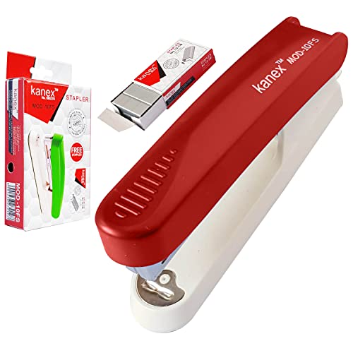 KANEX MOD-10FS Stapler with Staple Remover - 30 Sheets Stapling + 1000 Staples (RED Body)