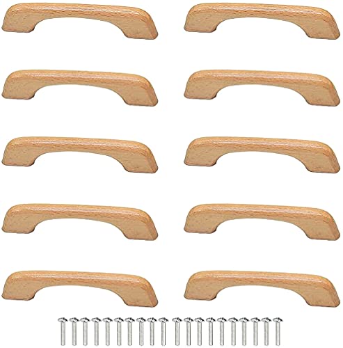 Life System(ライフシステム) 取っ手 木製 キャビネット引き出しドアハンドル プルハンドル プルノブ ドア取っ手 簡単取り付け ネジ付き D009 (10個セット)