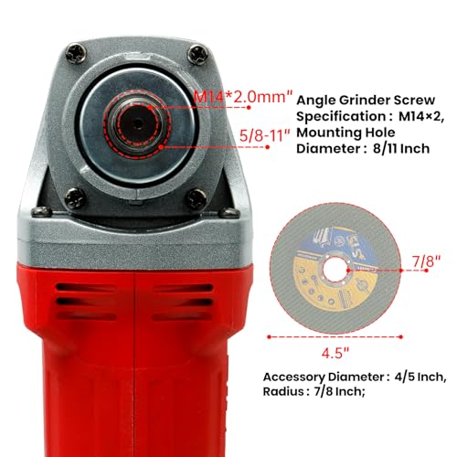 DOGTOOTH Max 21V 4-1/2'' Cordless Angle Grinder Set with 2 * 4.0 Ah Batteries, Compatible with Makita 18V Battery, Brushless Motor, Max10000 RPM, Charger, 4 Cutting&Grinding Discs and Carry Case - Image 5