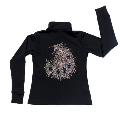 LIUHUO Figure Skating Training Jackets Girls Black Three-Dimensional Embroidery Phoenix Pattern Skate Wear