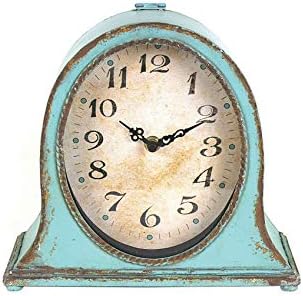 Creative Co-Op Metal Aqua Finish Mantel Clock