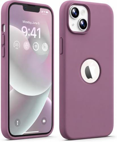 Image of Elzzi Microfiber Logo Cut Cover Compatible for iPhone 13 Case Liquid Silicone Covers Shockproof Back Cover with High Raised Camera Lips - Lilac