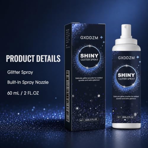 GXDDZM Shiny Glitter Spray, 60 mL / 2 fl oz, Built-In Spray Nozzle - 5