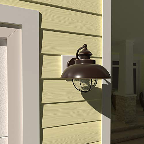 Vaxcel Farmhouse Outdoor Porch Light - Harwich 10" Oil Rubbed Burnished Bronze Coastal Wall Sconce With Clear Seeded Glass Shade, Indoor-Outdoor Barn Lighting For Garage, Front Door, Patio, Entryway #TOP5