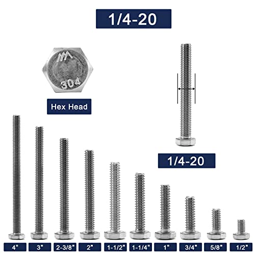Sg Tzh HHSB-S 1/4-20 X 3/4 Inch Hex Head Screw Bolt, 20Pcs 18-8 (304) Stainless Steel thumb #2