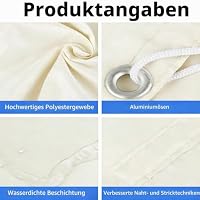 Einziehbares Sonnensegel 0.5x4M Verstellbar Welle Markisenstoff Sonnenschutz Wasserdicht Wellenmarkise Outdoor Balkon Pergola UV-Beständig Segeltuch Markise für Terrasse Garten Creme – Ansicht 3