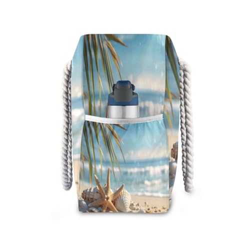 Sunny Beach Scene Beach Bag & Travel Tote Bag Large Sandproof Wet Pouch for Gym Travel, Lightweight Outdoor Bag3