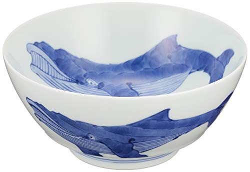 有田焼 渓山窯 「 究極の ラーメン鉢 」 くじら 直径約18×高さ8cm ラーメン丼 器 陶器 電子レンジ 食洗機対応 日本製 R0015のサムネイル