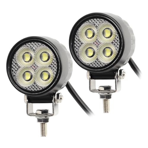 Hooma 2PCS Feu Additionnel Moto LED 20W Phare de Travail LED Round 2.5 Inch pour Moto, Tracteur, Voiture, Auto, 4x4 12V/24V 1800lm Flood