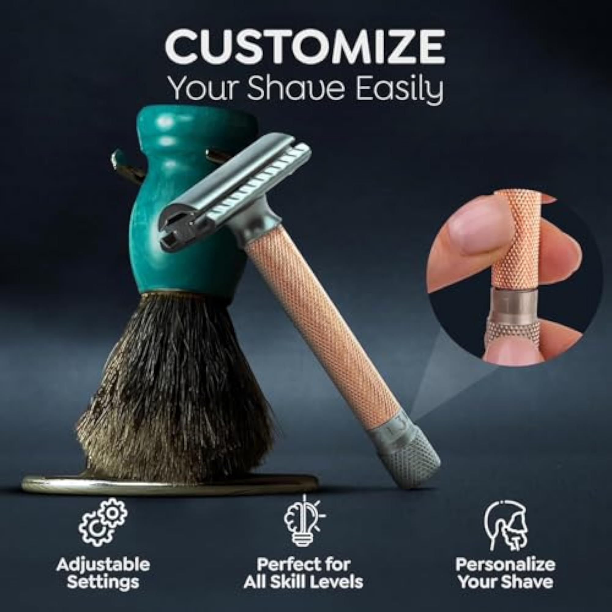 Adjustable Double Edge Razor with 5 Blades