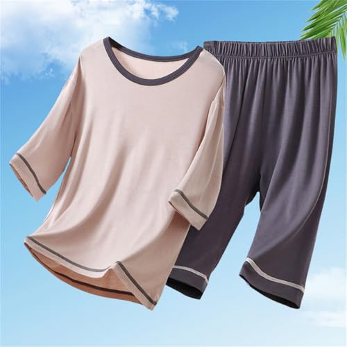 2pc Soft 𝐏ajamas Sets for Kids Short Sleeve Thin Loose Tops Pants 𝐏𝐉 Outfits Boys Girls F𝐚mily Sl𝐞epwear Casual Clothes4