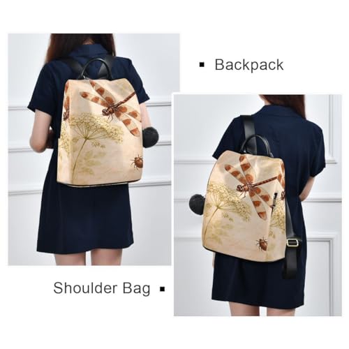 Image of ALAZA Watercolor Retro Dragonfly Dandelion Backpack Purse with Adjustable Straps for Woman Ladies