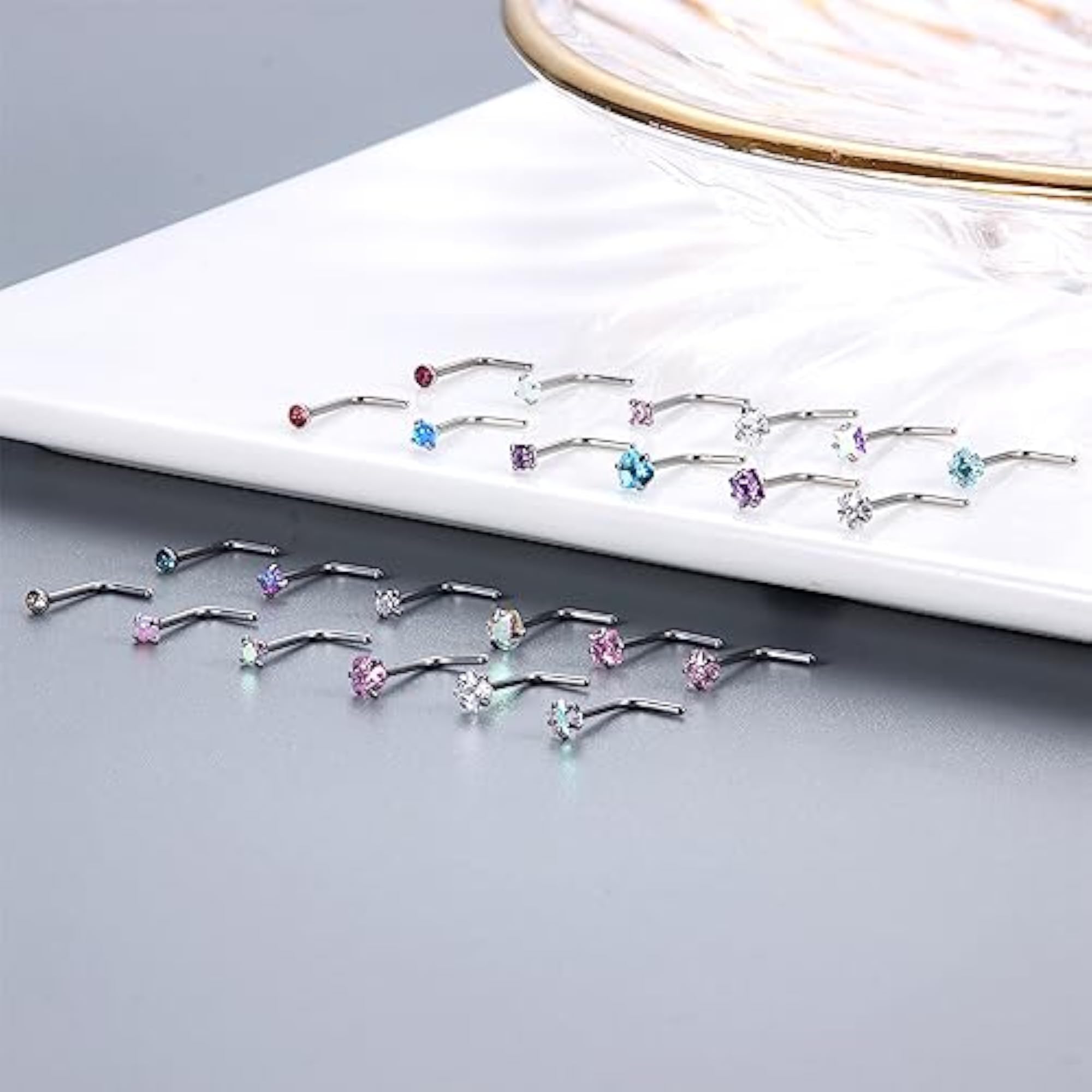 24 Pieces 20G Nose Piercing Plug Set