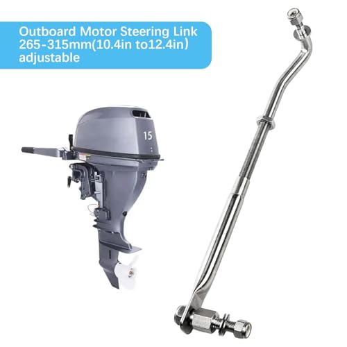 Outboard Motor Steering Link, Universal Boat Engine Stainless Steel Steering Link Rod with Fixing Bracket, 265-315mm Adjustable Outboard Steering Arm for15HP to 200HP Outboard Engine