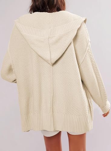 Dokotoo Oversized Sweaters for Women Casual Solid Long Sleeve Button Down Chunky Knit Hooded Cardigan Sweaters Coat4