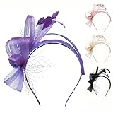 ALMLWIAJ Tocado para mujer, elegante tocado con plumas y velo para invitada de boda, madre de novia, ascot real, sombrero de carreras de día