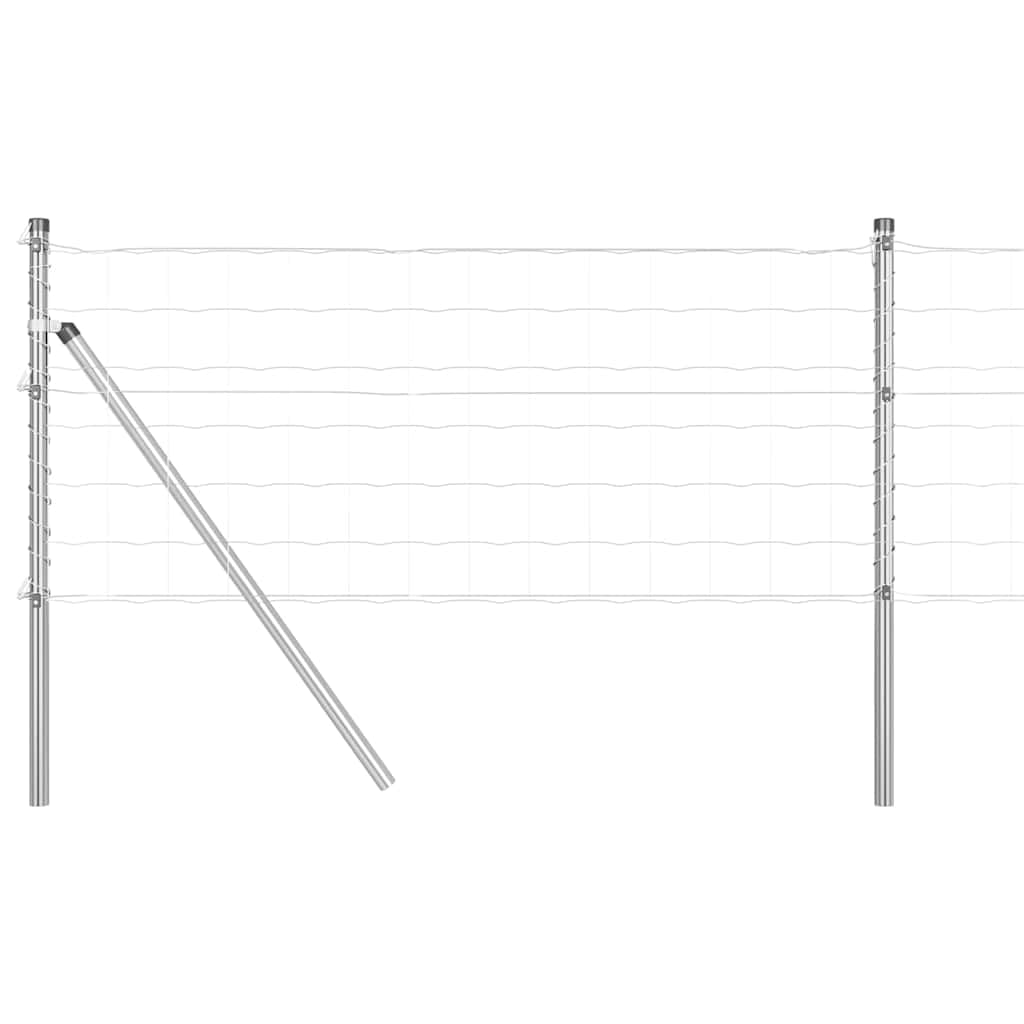 Garden Fence Panel 0.4x50m Silver Steel PVC Outdoor Boundary Secured Barrier Kit with Posts Weather Resistant Modern Decorative Enclosure for Terrace Pet Safety and Privacy Customizable Setup