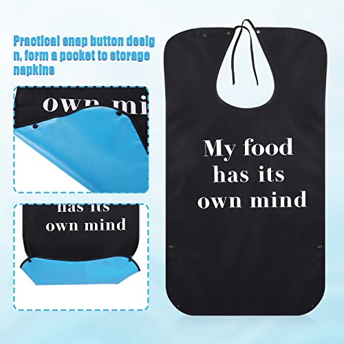 Funny Adult Bibs, Dining Clothing Protector Washable Bibs Reusable Bibs Tie And Button Closure Adult Bibs For Elderly Adults Eating Feeding (Black) #TOP2