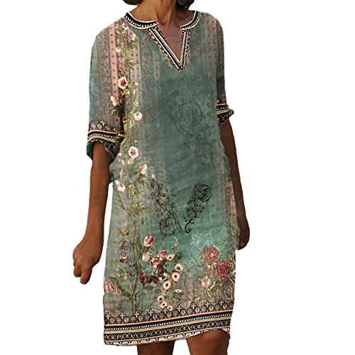 Robe d'été 2026 col en V pour femme au style ethnique chic