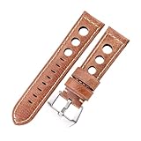 SDFFGHJ Oil Wax Cowhide Watchbands 22mm 24mm Dark Brown Women Men Fashion Genuine Leather Watch Band Strap Belt with Pin Buckle(Brown,24mm)