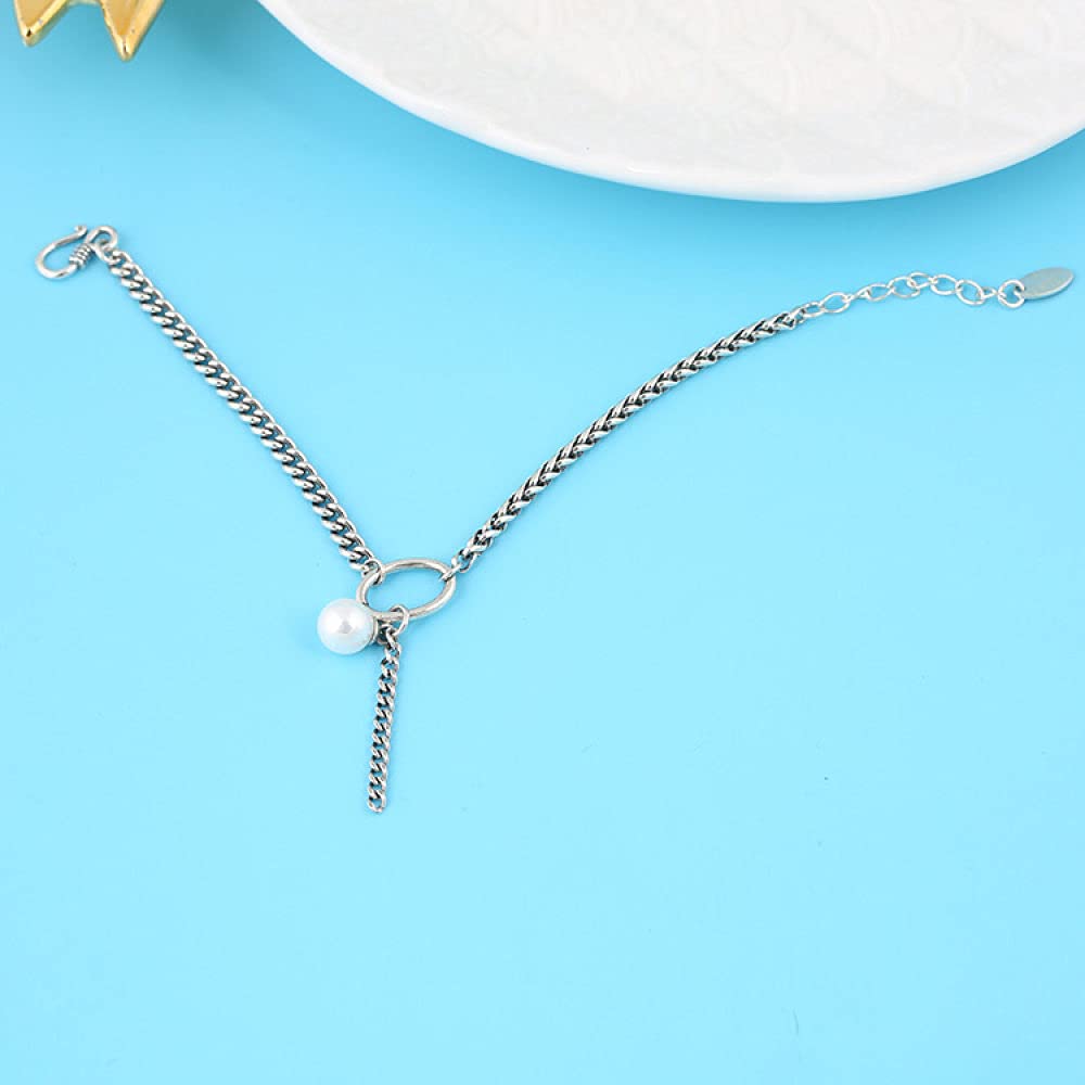 Armkette Damen Silber 925,S925 Silberarmband Vintage Pearl Freundschaftsarmbänder Fashion Einstellbare Sterling Silber Schmuck Für Frauen Geschenk Freundin Frau
