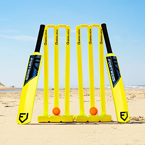 FORTRESS Garden Cricket Set - Available in 3 Sizes | Full Set or Half Set | Lightweight Cricket Equipment (Full Set | Senior (Full Size))
